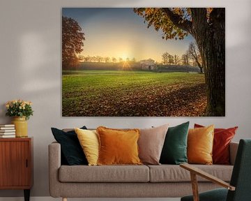 Lucca Stadtmauern und Bäume bei Sonnenaufgang. Toskana, Italien von Stefano Orazzini