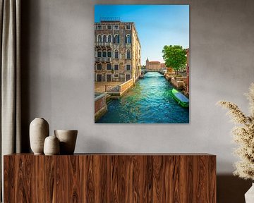 Venice cityscape. Canal, bridge and Molino Stucky building. by Stefano Orazzini
