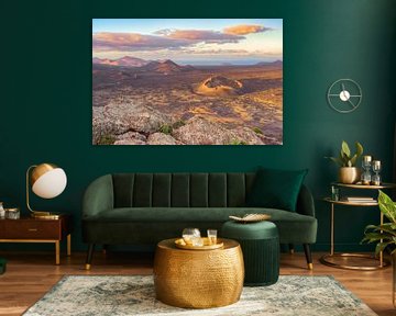 Blick zum Vulkan El Cuervo auf Lanzarote