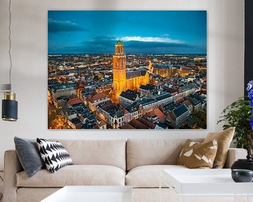 Peperbus de Zwolle dans le centre-ville au coucher du soleil