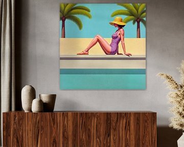 Gelassenes Pool-Glück unter Palmen