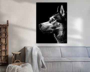 Husky - Expressive black and white animal portrait