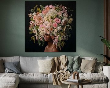 Ihr Gesicht zwischen Blumen von Yaya's