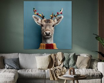 Kerstportret van een Rendier