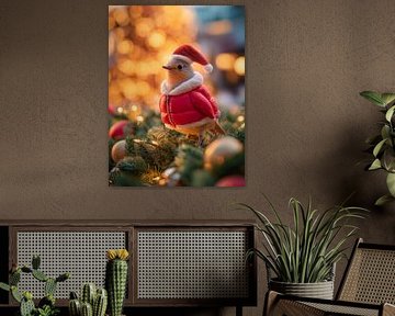 Kleine Vogel in Winterse Kerstsfeer