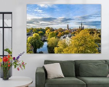 Luftaufnahme der Stadt Zwolle an einem schönen Herbsttag von Sjoerd van der Wal Fotografie