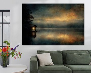 Lac mystique au coucher du soleil - Dark Fine Art Landscape sur BowiScapes - Paysages artistiques