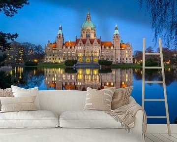 Hannover - Nieuw stadhuis bij nacht