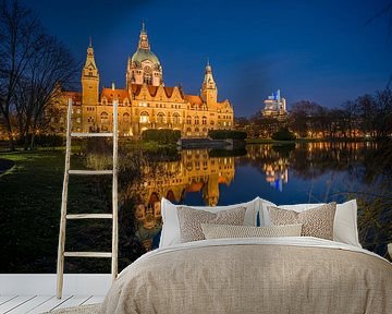 Hannover - Nieuw stadhuis bij nacht