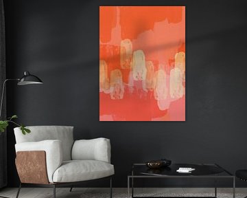 Orange, rosa, weiß. Bunte abstrakte in hellen lebendigen Pastell und Neon-Farben