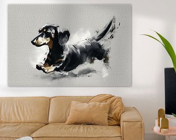 Verspielter Dackel in Schwarz und Weiß