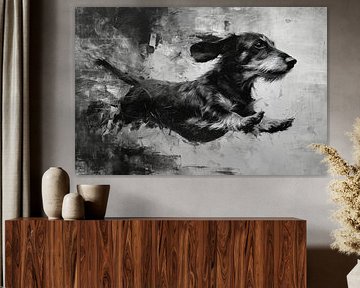 Wire-haired Dachshund in Black and White by Lauren Wilde