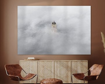 Dom tower in the morning mist in Utrecht by Bas van Setten