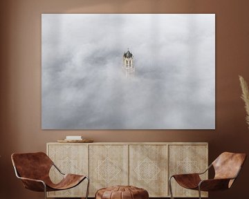 Dom tower in the morning mist in Utrecht by Bas van Setten