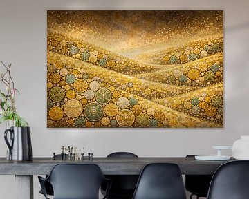 abstrakte goldene Hügel mit dekorativen Kreisen