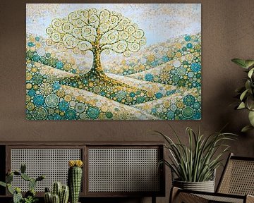 Arbre de vie avec cercles bleu-vert