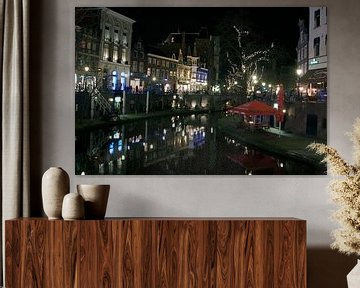 Oude gracht Utrecht bij nacht van David Klumperman