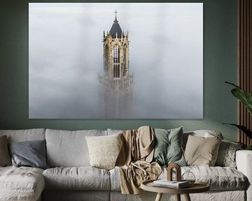 Dom tower in the morning mist in Utrecht by Bas van Setten