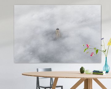 Dom tower in the morning mist in Utrecht by Bas van Setten