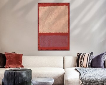 Abstrakte minimalistische Landschaftsmalerei in weiß, rot, rosa von Abstrakte minimalistische Kunst