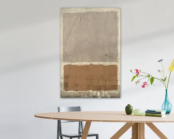Abstrakte minimalistische Landschaftsmalerei in Weiß, Taupe und Terra von Abstrakte minimalistische Kunst