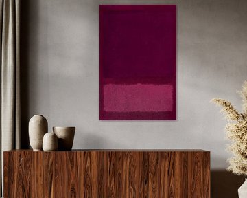 Abstrakte minimalistische Landschaftsmalerei in Lila und Rosa von Abstrakte minimalistische Kunst