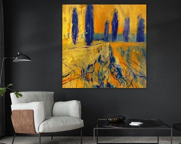 Pappeln in Gelb und Blau von Nop Briex