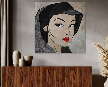 Portrait Frau mit Schleier von Jan Bechtum