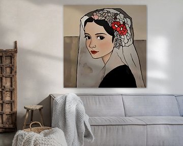 Portret vrouw met sluier