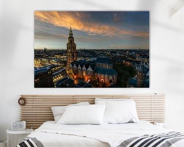 Martini church Groningen from The Froum during sunset by R Smallenbroek