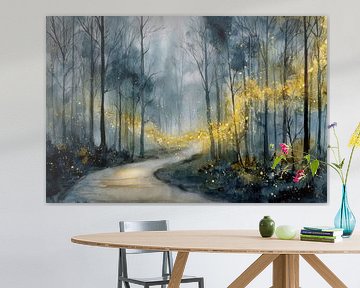 Chemin de la forêt enchantée - Paysage nocturne de rêve