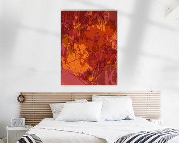 Art botanique abstrait dans de riches couleurs chaudes et rétro. sur Dina Dankers