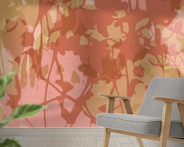 Abstrakte botanische Kunst in sanften Pastell-Retro-Farben. von Dina Dankers