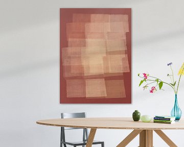 Moderne abstrakte minimalistische Malerei in Terrakotta