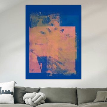 Moderne abstrakte minimalistische Malerei in blau und rosa