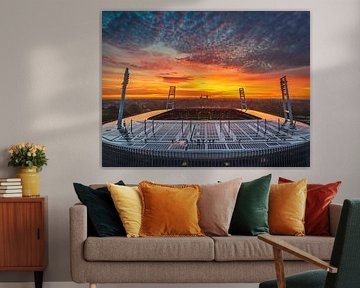 Weserstadion bij zonsopgang in Bremen, Duitsland van Michael Abid