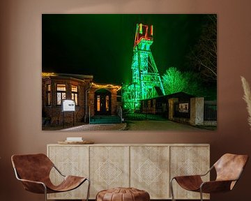 A view of the winding tower of the Wettelrode mine near Sangerhausen at night by Andreas Völkel