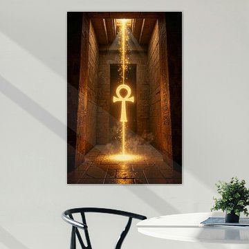 ANKHET - Un Ankh Égyptien Lumineux à l’Intérieur d’un Temple