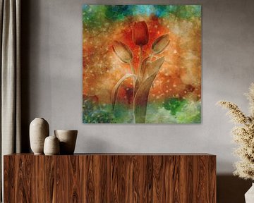 Tulpe mehrfarbig Kunst III von Klaartje Majoor