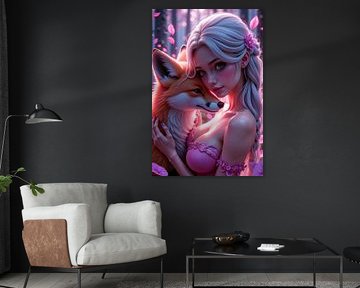 HINOMI - Sexy Anime Girl umarmt einen Fuchs von INFERAURUM