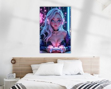 NEIRAE - Sexy Anime Gamer Girl mit Controller beim Spielen von INFERAURUM