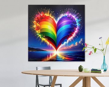 The heart of Pride: cosmic fireworks in red, orange, yellow, green, blue and violet between ecstatic liveliness and quiet reflection by AidasignArt