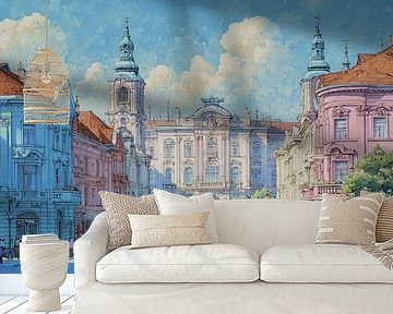 Zagreb Kroatië schets-artistiek panorama van TheXclusive Art