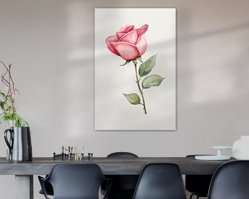 enkele roze roos, lichte achtergrond van DigitalArtForYou