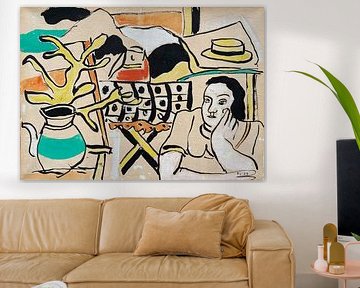 Fernand Léger.  Een brunette en een gele plant