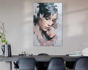 Moeder en kind in pastelkleuren