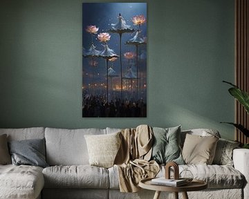 Dancing women on lilies