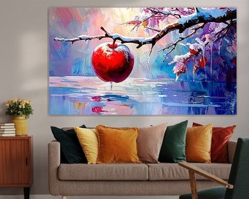 Red apple - A last messenger of autumn in the frosty transition between memory, numbness and wintry stillness by AidasignArt