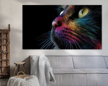 Cat in multi-colour close-up panorama by TheXclusive Art