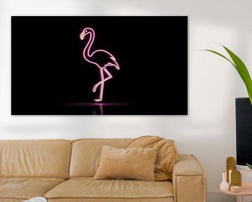 Roze neon flamingo panorama